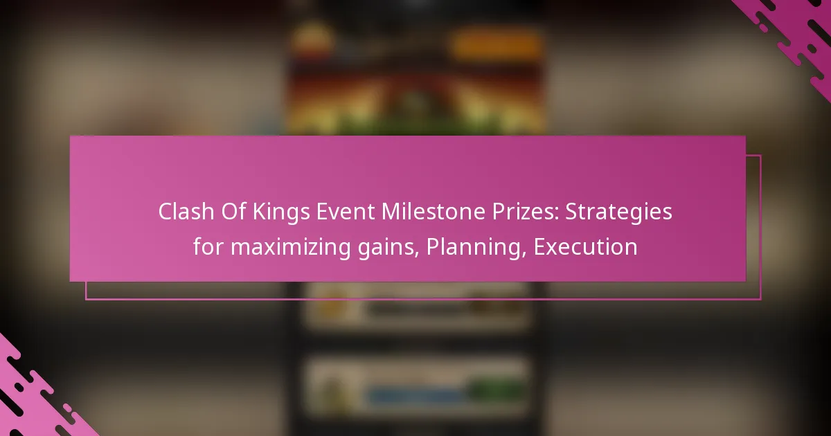 Clash Of Kings Event Milestone Prizes: Strategies for maximizing gains, Planning, Execution