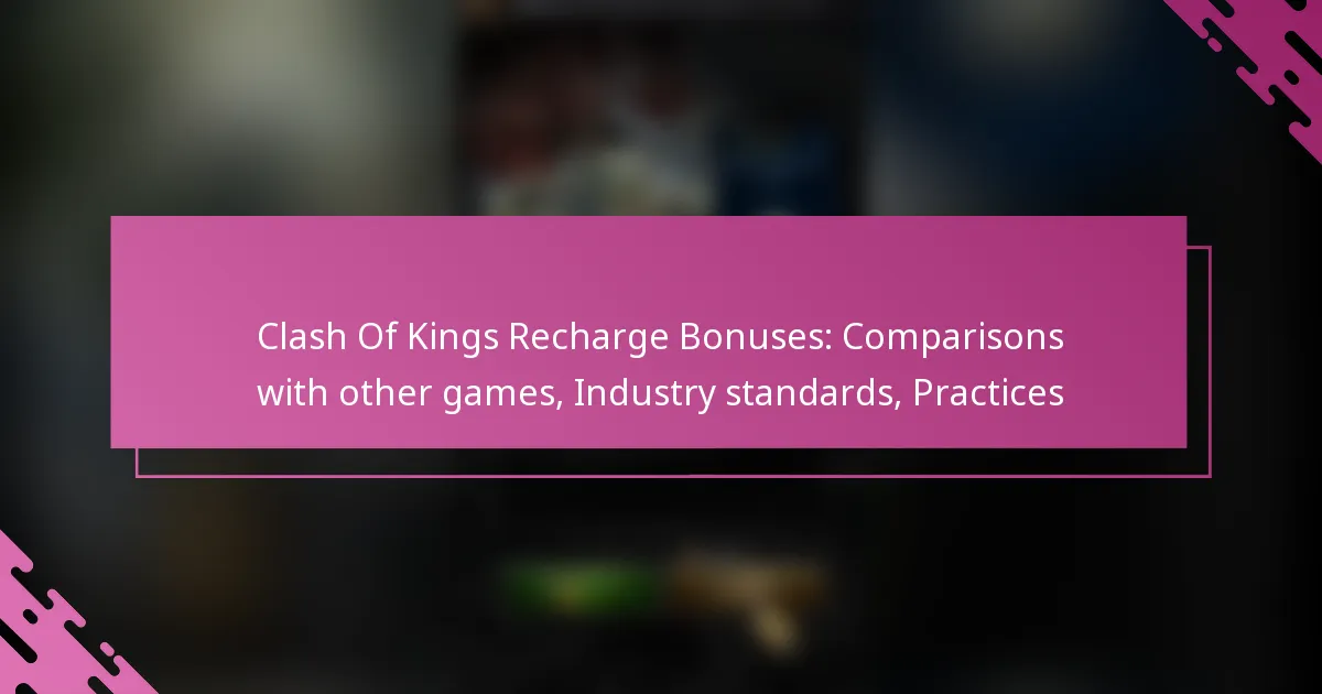 Clash Of Kings Recharge Bonuses: Comparisons with other games, Industry standards, Practices
