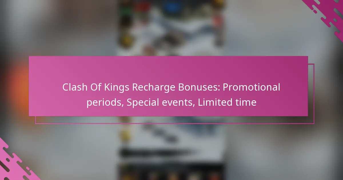 Clash Of Kings Recharge Bonuses: Promotional periods, Special events, Limited time