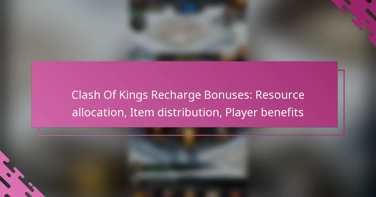 Clash Of Kings Recharge Bonuses: Resource allocation, Item distribution, Player benefits