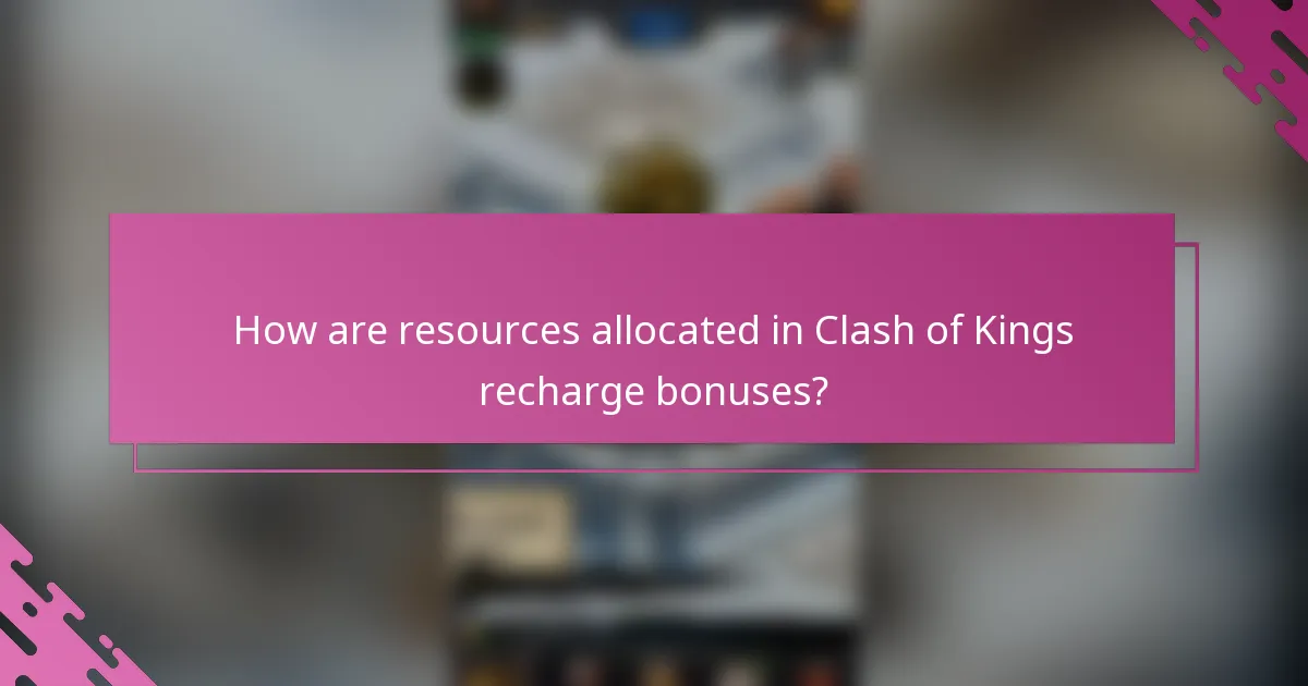 How are resources allocated in Clash of Kings recharge bonuses?