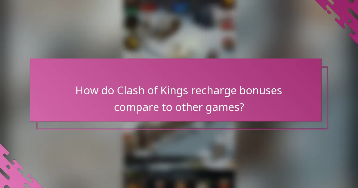 How do Clash of Kings recharge bonuses compare to other games?