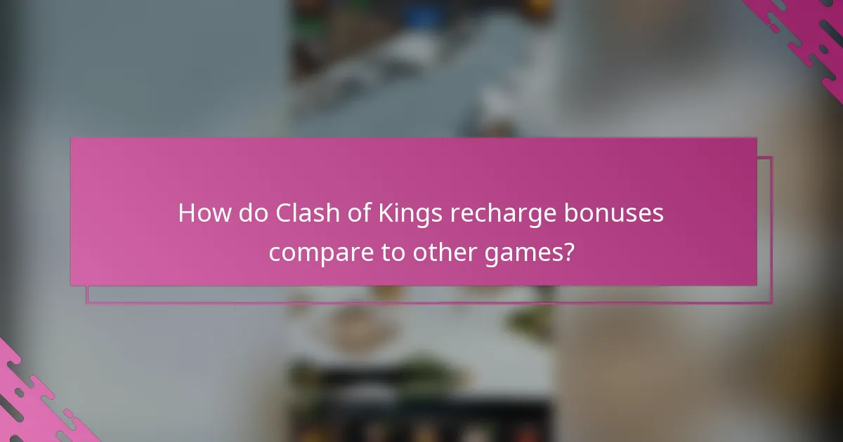 How do Clash of Kings recharge bonuses compare to other games?