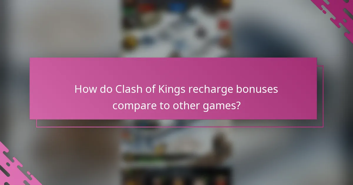 How do Clash of Kings recharge bonuses compare to other games?