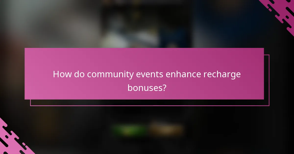 How do community events enhance recharge bonuses?