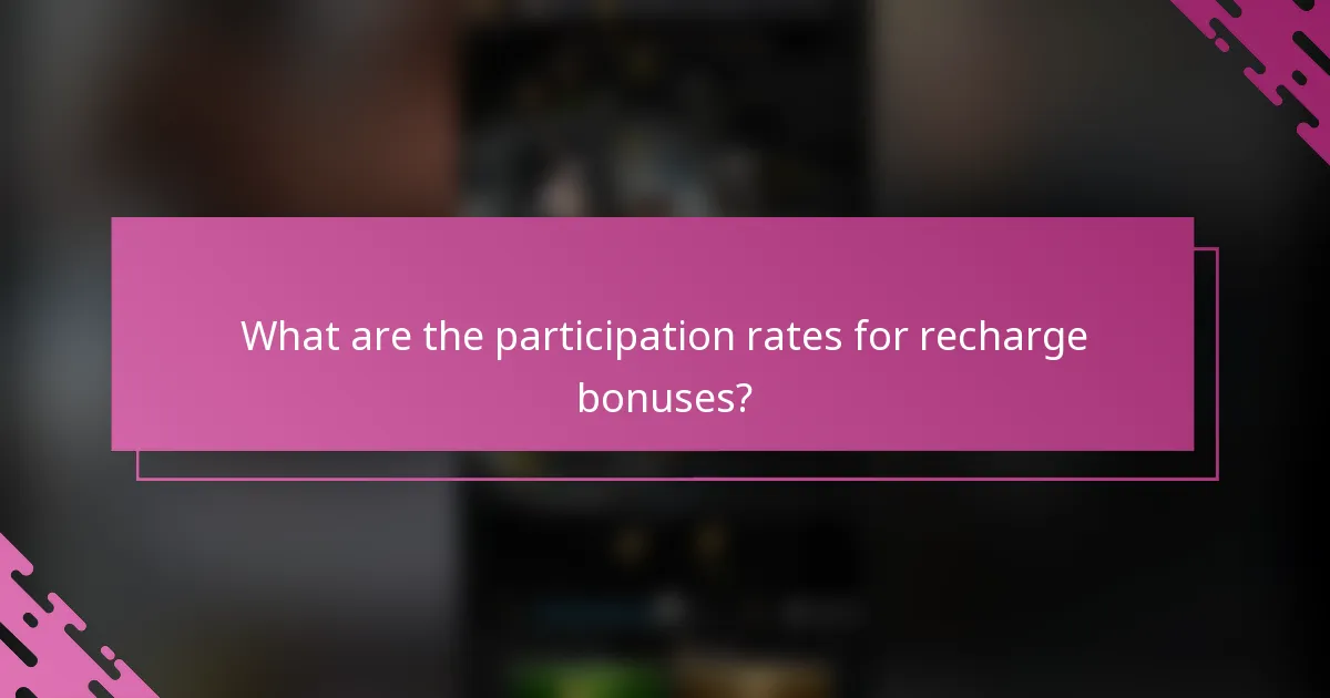 What are the participation rates for recharge bonuses?